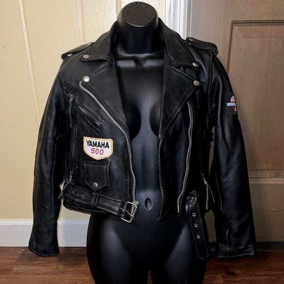 A-1 Genuine Leather Vintage Motorcycle Jacket with Patches - Picture 3 of 16